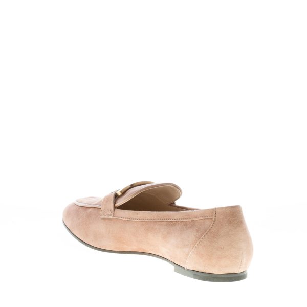 TOD'S donna mocassino Kate in camoscio BEIGE con catena. Suola cuoio - immagine 4