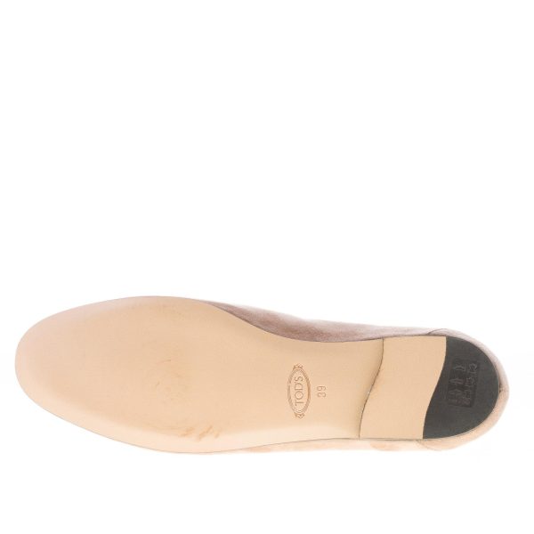 TOD'S donna mocassino Kate in camoscio BEIGE con catena. Suola cuoio - immagine 8