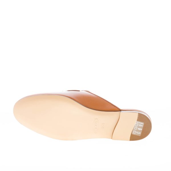 TOD'S donna sabot in pelle CUOIO con catena oro. Suola cuoio - immagine 8