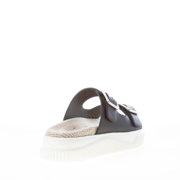 VOILE BLANCHE donna sandalo slide Lisa 16 in pelle NERO con doppio cinturino e fibbie. Tacco 4 cm - immagine 3