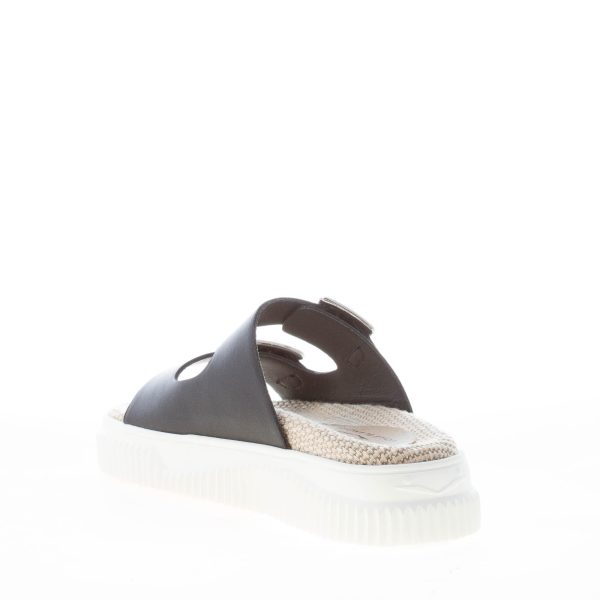 VOILE BLANCHE donna sandalo slide Lisa 16 in pelle NERO con doppio cinturino e fibbie. Tacco 4 cm - immagine 4