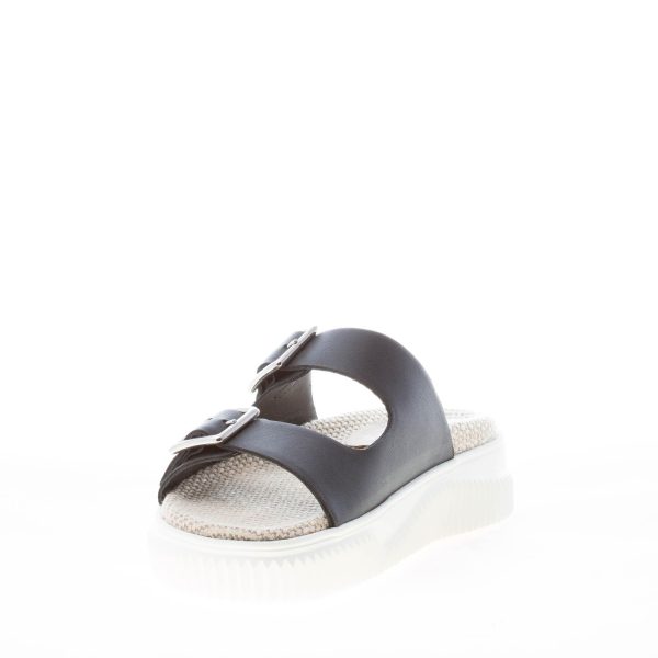 VOILE BLANCHE donna sandalo slide Lisa 16 in pelle NERO con doppio cinturino e fibbie. Tacco 4 cm - immagine 6