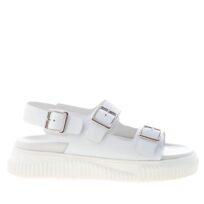 VOILE BLANCHE donna sandalo Lisa 19 in pelle BIANCO con tripla fibbia metallica. Tacco 4 cm