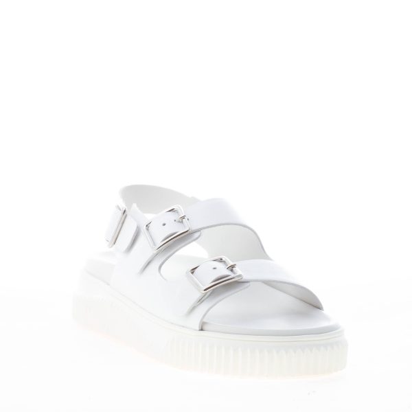 VOILE BLANCHE donna sandalo Lisa 19 in pelle BIANCO con tripla fibbia metallica. Tacco 4 cm - immagine 2