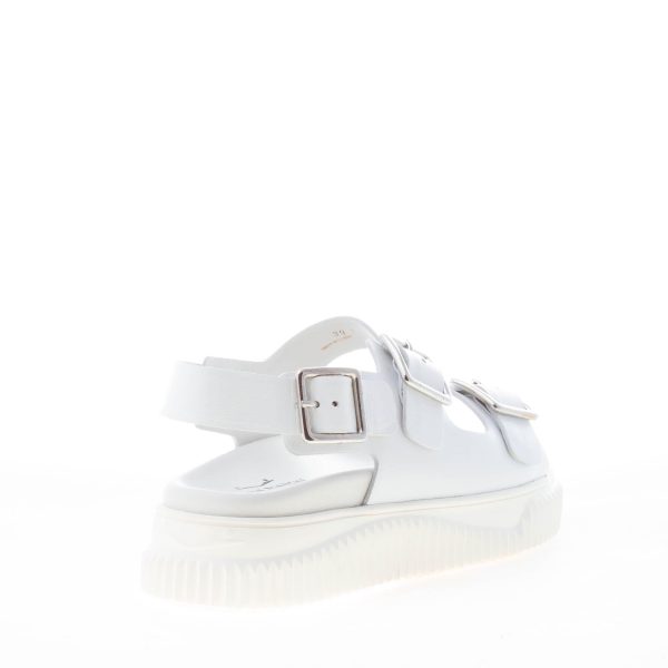 VOILE BLANCHE donna sandalo Lisa 19 in pelle BIANCO con tripla fibbia metallica. Tacco 4 cm - immagine 3