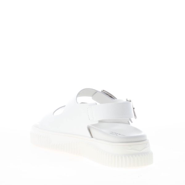 VOILE BLANCHE donna sandalo Lisa 19 in pelle BIANCO con tripla fibbia metallica. Tacco 4 cm - immagine 4