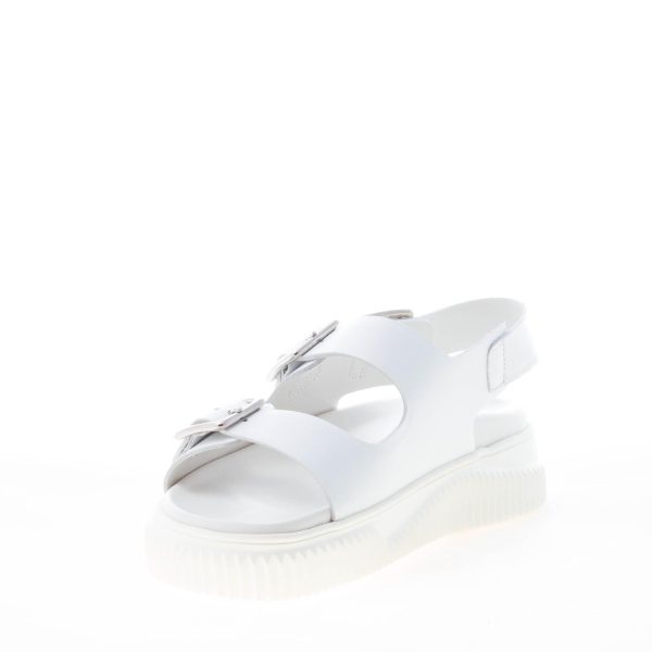 VOILE BLANCHE donna sandalo Lisa 19 in pelle BIANCO con tripla fibbia metallica. Tacco 4 cm - immagine 6