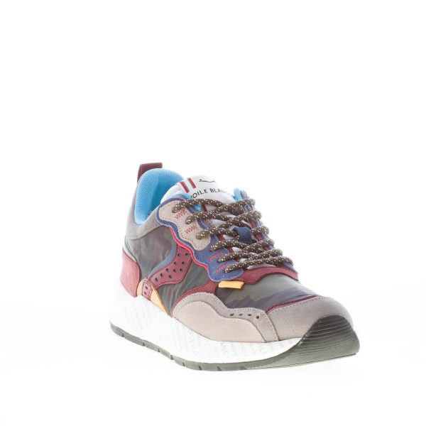 VOILE BLANCHE uomo sneaker Club18 in camoscio GRIGIO e tessuto tecnico VERDE CAMOUFLAGE - immagine 2