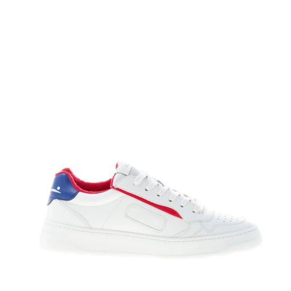 VOILE BLANCHE uomo sneaker Hybro in pelle vegetale BIANCO più blu e rosso
