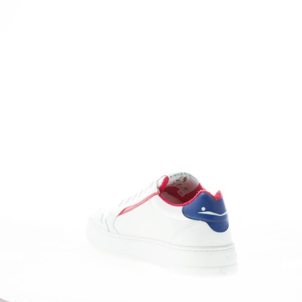 VOILE BLANCHE uomo sneaker Hybro in pelle vegetale BIANCO più blu e rosso - immagine 4