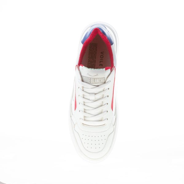 VOILE BLANCHE uomo sneaker Hybro in pelle vegetale BIANCO più blu e rosso - immagine 7