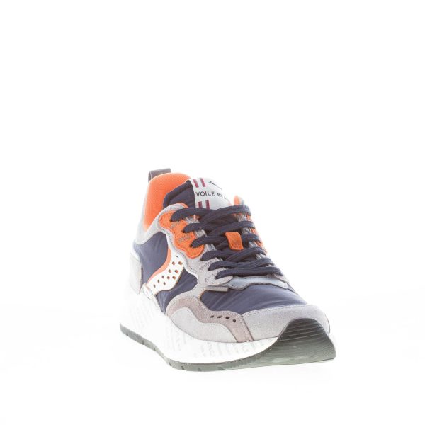 VOILE BLANCHE uomo sneaker Club18 in camoscio GRIGIO e tessuto tecnico BLU - immagine 2