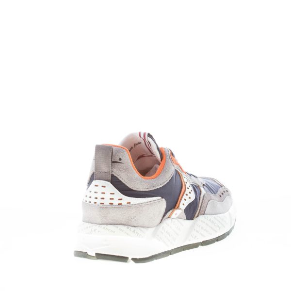 VOILE BLANCHE uomo sneaker Club18 in camoscio GRIGIO e tessuto tecnico BLU - immagine 3