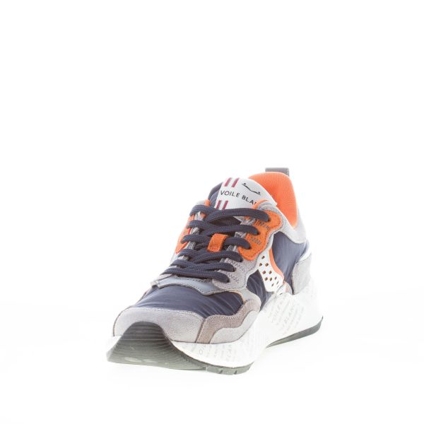 VOILE BLANCHE uomo sneaker Club18 in camoscio GRIGIO e tessuto tecnico BLU - immagine 6