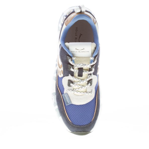 VOILE BLANCHE uomo sneaker Club01 in camoscio e tessuto BLU NAVY BIANCO - immagine 7