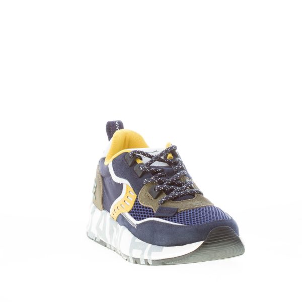 VOILE BLANCHE uomo sneaker Club01 in camoscio e tessuto BLU GIALLO VERDE - immagine 2