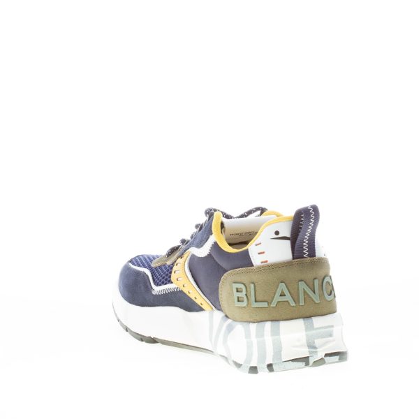 VOILE BLANCHE uomo sneaker Club01 in camoscio e tessuto BLU GIALLO VERDE - immagine 4