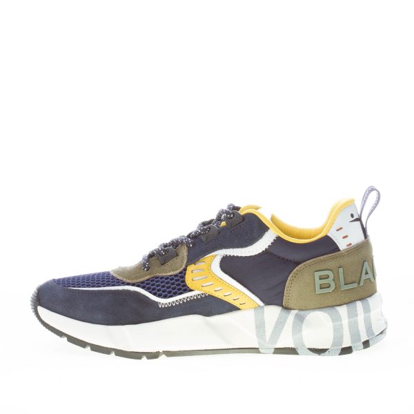 VOILE BLANCHE uomo sneaker Club01 in camoscio e tessuto BLU GIALLO VERDE - immagine 5