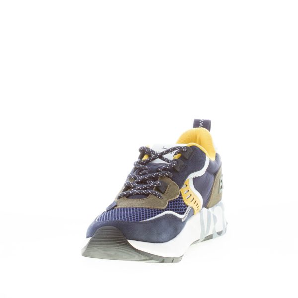 VOILE BLANCHE uomo sneaker Club01 in camoscio e tessuto BLU GIALLO VERDE - immagine 6