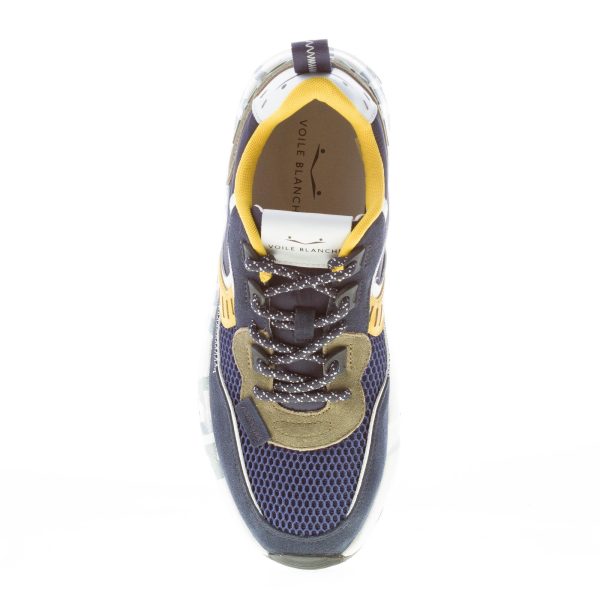 VOILE BLANCHE uomo sneaker Club01 in camoscio e tessuto BLU GIALLO VERDE - immagine 7