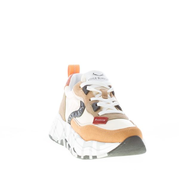 VOILE BLANCHE donna sneaker Club105 in camoscio MARRONE e tessuto BEIGE - immagine 2