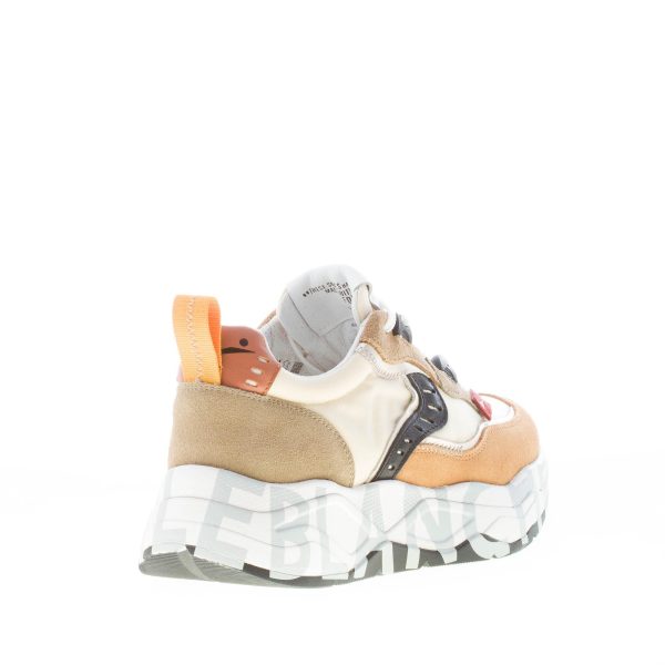 VOILE BLANCHE donna sneaker Club105 in camoscio MARRONE e tessuto BEIGE - immagine 3