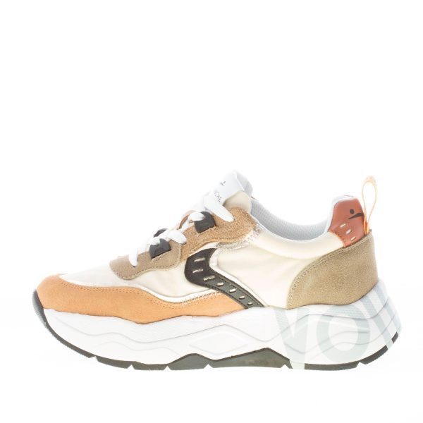 VOILE BLANCHE donna sneaker Club105 in camoscio MARRONE e tessuto BEIGE - immagine 5