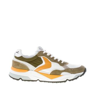 VOILE BLANCHE uomo sneaker Khilian in camoscio e tessuto VERDE e BIANCO