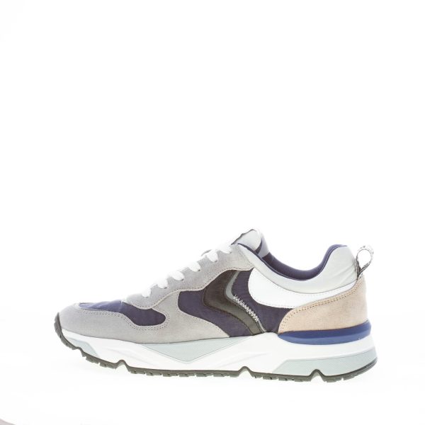 VOILE BLANCHE uomo sneaker Jhimmy in camoscio GRIGIO e tessuto tecnico BLU - immagine 5