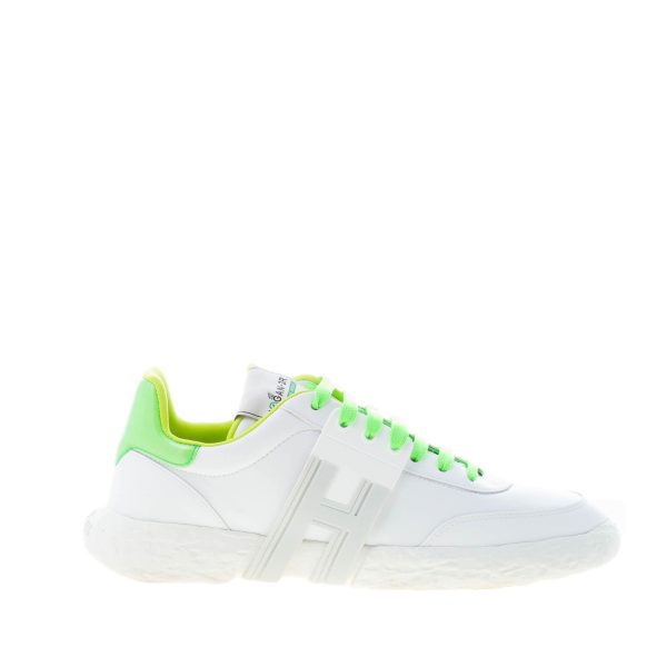HOGAN uomo 3R sneaker in cuoio ricostituito BIANCO più verde