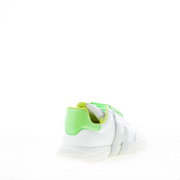 HOGAN uomo 3R sneaker in cuoio ricostituito BIANCO più verde - immagine 3