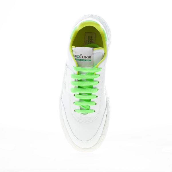 HOGAN uomo 3R sneaker in cuoio ricostituito BIANCO più verde - immagine 7