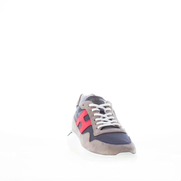 HOGAN uomo Interactive Cube sneaker in camoscio e tessuto nylon BLU più taupè - immagine 2