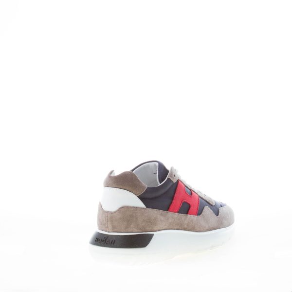 HOGAN uomo Interactive Cube sneaker in camoscio e tessuto nylon BLU più taupè - immagine 3