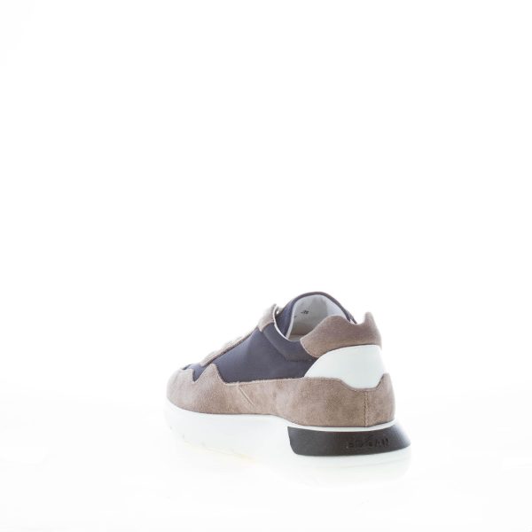 HOGAN uomo Interactive Cube sneaker in camoscio e tessuto nylon BLU più taupè - immagine 4