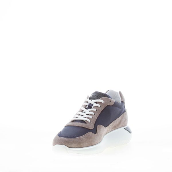 HOGAN uomo Interactive Cube sneaker in camoscio e tessuto nylon BLU più taupè - immagine 6