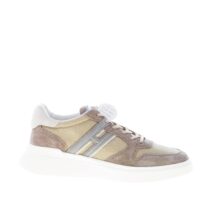 HOGAN uomo H580 sneaker in camoscio GRIGIO TAUPE e tessuto fango