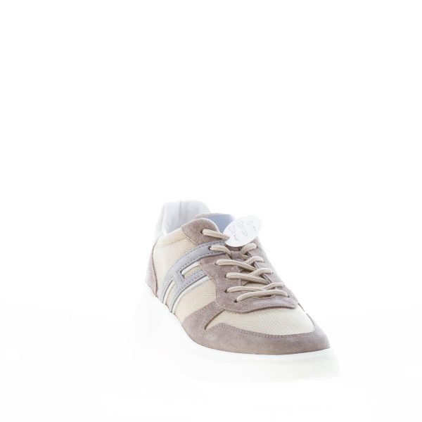 HOGAN uomo H580 sneaker in camoscio GRIGIO TAUPE e tessuto fango - immagine 2