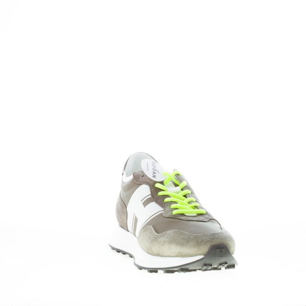 HOGAN uomo H601 sneaker in camoscio e tessuto VERDE MILITARE e bianco - immagine 2