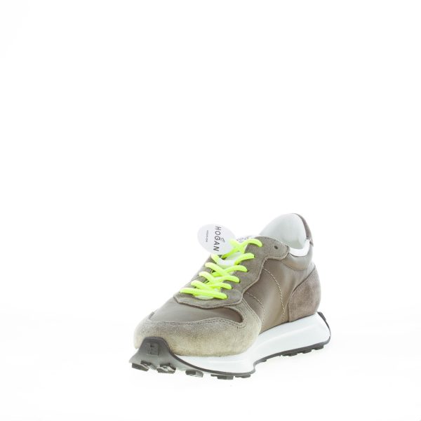 HOGAN uomo H601 sneaker in camoscio e tessuto VERDE MILITARE e bianco - immagine 6