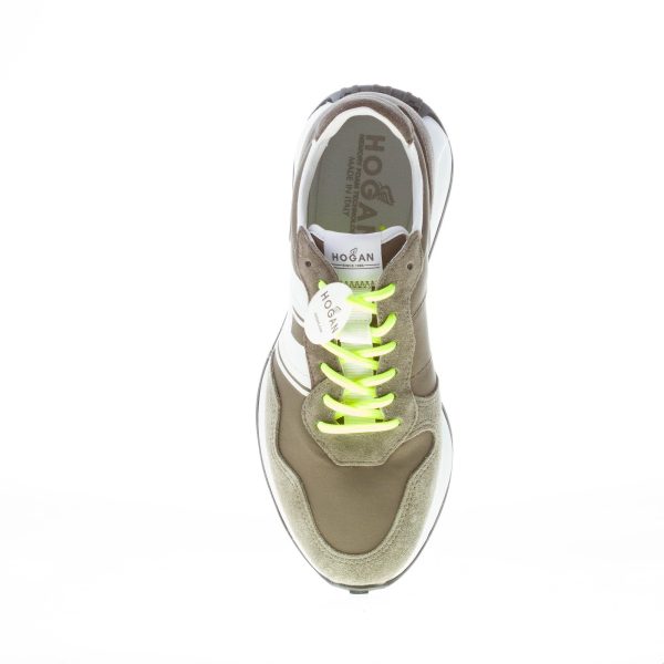 HOGAN uomo H601 sneaker in camoscio e tessuto VERDE MILITARE e bianco - immagine 7