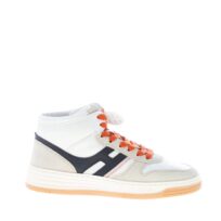 HOGAN uomo H630 sneaker alta in pelle e camoscio BIANCO blu e grigio