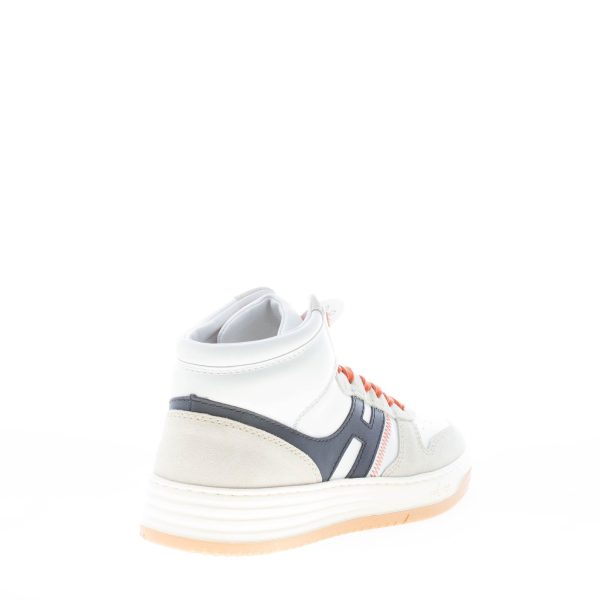 HOGAN uomo H630 sneaker alta in pelle e camoscio BIANCO blu e grigio - immagine 3