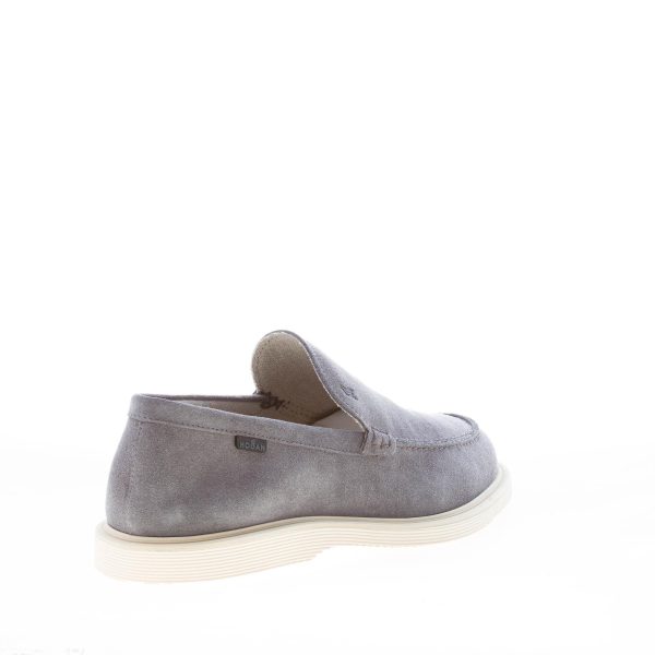 HOGAN uomo mocassino H616 in camoscio GRIGIO con vaschetta. Suola in gomma - immagine 3