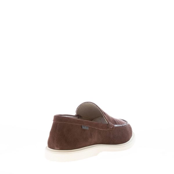 HOGAN uomo mocassino H616 in camoscio TESTA DI MORO con vaschetta. Suola in gomma - immagine 3
