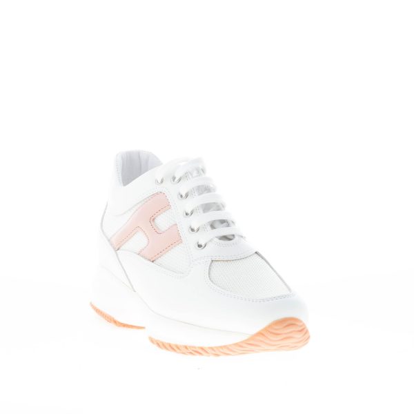 HOGAN donna Interactive sneaker in pelle e tessuto BIANCO con H perlata rosa - immagine 2