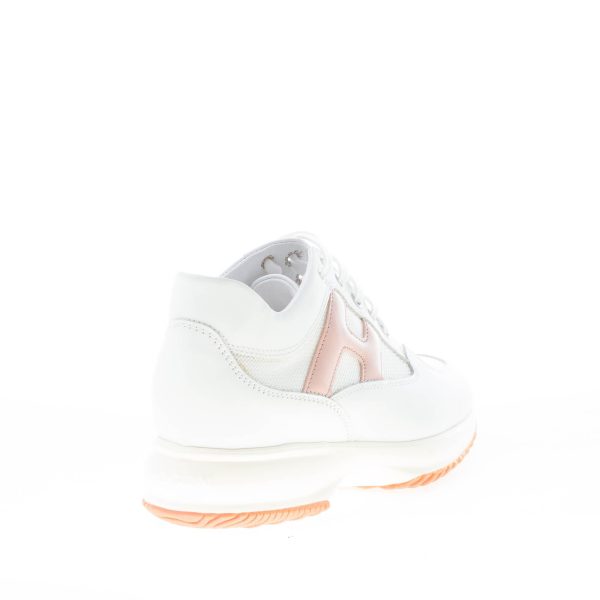 HOGAN donna Interactive sneaker in pelle e tessuto BIANCO con H perlata rosa - immagine 3