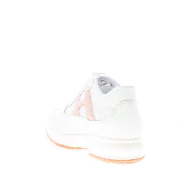 HOGAN donna Interactive sneaker in pelle e tessuto BIANCO con H perlata rosa - immagine 4