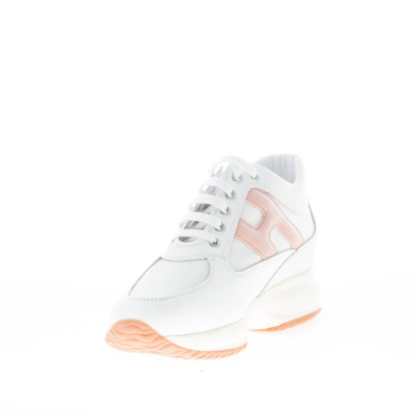 HOGAN donna Interactive sneaker in pelle e tessuto BIANCO con H perlata rosa - immagine 6