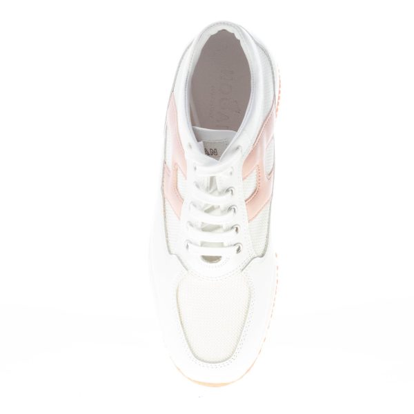 HOGAN donna Interactive sneaker in pelle e tessuto BIANCO con H perlata rosa - immagine 7